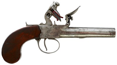Lot 367 - A 54-BORE FLINTLOCK BOXKLOCK POCKET PISTOL