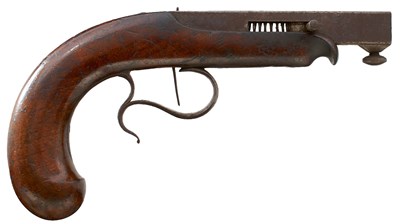 Lot 326 - A 19TH CENTURY GERMAN SPRING-GUN PISTOL
