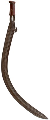 Lot 74 - A LATE 19TH CENTURY CONGOLESE AZANDE SICKLE-SWORD OR MAMBELI