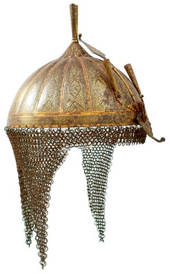 Lot 98 - A 19TH CENTURY INDIAN KULAH KHUD OR HELMET