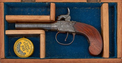Lot 373 - A 60-BORE PERCUSSION BOXOCK POCKET PISTOL