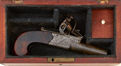 Lot 372 - A 40-BORE FLINTLOCK BOXLOCK POCKET PISTOL