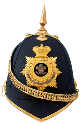 Lot 621 - A VICTORIAN NORTH STAFFORDSHIRE REGIMENT OFFICER'S BLUE CLOTH HELMET