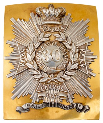 Lot 660 - INDIAN ARMY: A 30TH BENGAL NATIVE INFANTRY OFFICER'S SHOULDER BELT PLATE