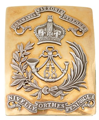 Lot 665 - A 68TH REGIMENT (DURHAM LIGHT INFANTRY) OFFICER'S SHOULDER BELT PLATE