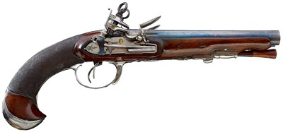 Lot 341 - AN 18-BORE DOUBLE BARRELLED SPANISH MIQUELET LOCK COACHING OR OFFICER'S PISTOL BY GABIOLA