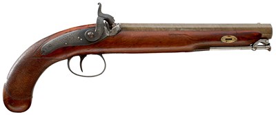 Lot 320 - A 32-BORE PERCUSSION HOLSTER PISTOL BY SOLLOM