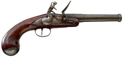 Lot 318 - A 20-BORE FLINTLOCK QUEEN-ANNE TRAVELLING OR COACHING PISTOL BY WILSON