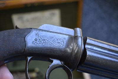 Lot 351 - A SCARCE 54-BORE FOUR-BARRELLED PERCUSSION PEPPERBOX REVOLVER BY REILLY