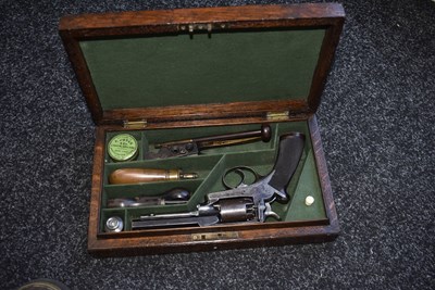 Lot 353 - A CASED 120-BORE FIVE-SHOT PERCUSSION 1ST MODEL DEANE HARDING REVOLVER