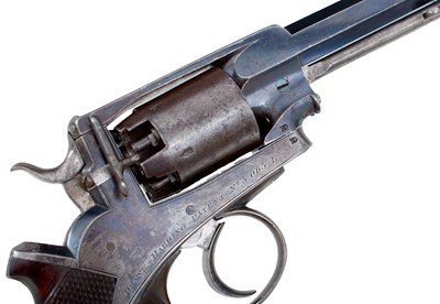 Lot 353 - A CASED 120-BORE FIVE-SHOT PERCUSSION 1ST MODEL DEANE HARDING REVOLVER