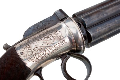 Lot 350 - A GOOD CASED 58-BORE SIX-SHOT PERCUSSION PEPPERBOX REVOLVER BY DOOLEY