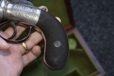 Lot 350 - A GOOD CASED 58-BORE SIX-SHOT PERCUSSION PEPPERBOX REVOLVER BY DOOLEY