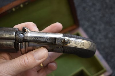 Lot 350 - A GOOD CASED 58-BORE SIX-SHOT PERCUSSION PEPPERBOX REVOLVER BY DOOLEY