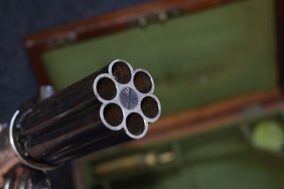 Lot 350 - A GOOD CASED 58-BORE SIX-SHOT PERCUSSION PEPPERBOX REVOLVER BY DOOLEY