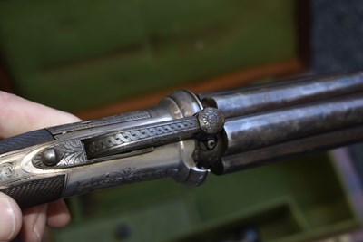 Lot 350 - A GOOD CASED 58-BORE SIX-SHOT PERCUSSION PEPPERBOX REVOLVER BY DOOLEY