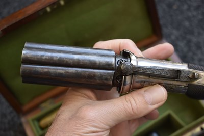 Lot 350 - A GOOD CASED 58-BORE SIX-SHOT PERCUSSION PEPPERBOX REVOLVER BY DOOLEY