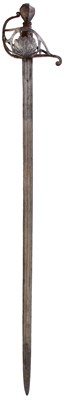 Lot 234 - A RARE EARLY 17TH CENTURY ENGLISH HALF-BASKET HILTED MILITARY BACKSWORD