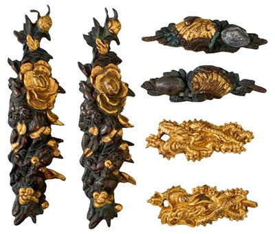 Lot 41 - FIVE VARIOUS PAIRS OF SOFT METAL MENUKI