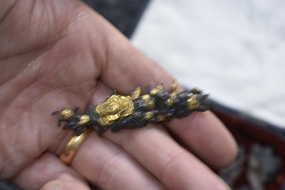 Lot 41 - FIVE VARIOUS PAIRS OF SOFT METAL MENUKI