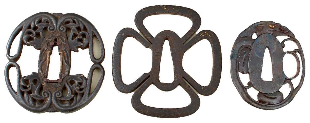 Lot 36 - THREE IRON SUKASHI TSUBA