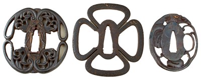 Lot 36 - THREE IRON SUKASHI TSUBA