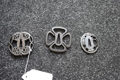 Lot 36 - THREE IRON SUKASHI TSUBA