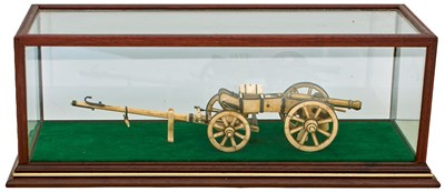 Lot 278 - AN EARLY 19TH CENTURY FRENCH NAPOLEONIC PRISONER OF WAR BONE MODEL CANNON AND LIMBER