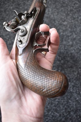 Lot 317 - A 32-BORE FLINTLOCK TRAVELLING PISTOL BY SMITH