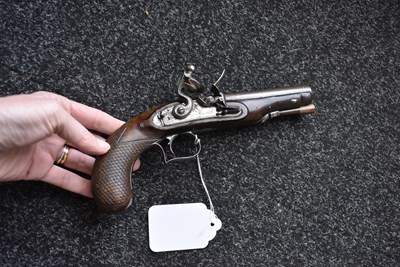 Lot 317 - A 32-BORE FLINTLOCK TRAVELLING PISTOL BY SMITH