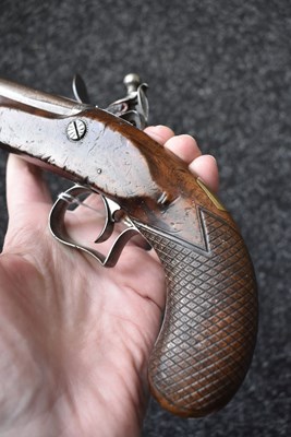 Lot 317 - A 32-BORE FLINTLOCK TRAVELLING PISTOL BY SMITH