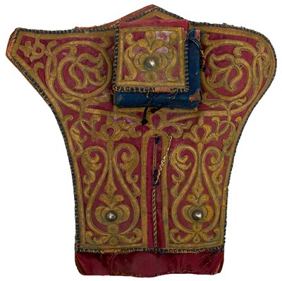 Lot 109 - A 19TH CENTURY OTTOMAN OR TURKISH HOLSTER FOR A PAIR OF PISTOLS