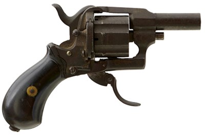 Lot 371 - A 7MM CALIBRE CLOSED FRAME SIX-SHOT BELGIAN PINFIRE REVOLVER