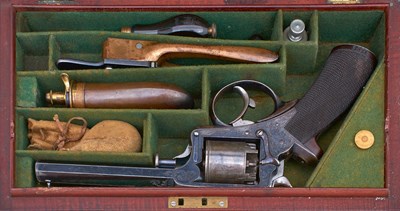 Lot 356 - A CASED 54-BORE FIVE-SHOT PERCUSSION FOURTH MODEL TRANTER REVOLVER BY WILKINSON