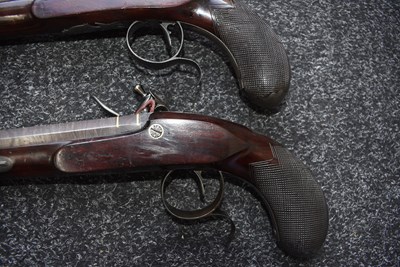 Lot 310 - A CASED PAIR OF 25-BORE IRISH FLINTLOCK DUELLING PISTOLS BY THOMAS FOWLER OF DUBLIN