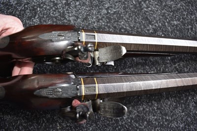 Lot 310 - A CASED PAIR OF 25-BORE IRISH FLINTLOCK DUELLING PISTOLS BY THOMAS FOWLER OF DUBLIN