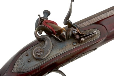 Lot 310 - A CASED PAIR OF 25-BORE IRISH FLINTLOCK DUELLING PISTOLS BY THOMAS FOWLER OF DUBLIN