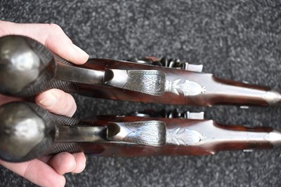 Lot 310 - A CASED PAIR OF 25-BORE IRISH FLINTLOCK DUELLING PISTOLS BY THOMAS FOWLER OF DUBLIN