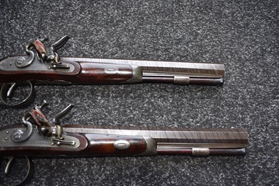 Lot 310 - A CASED PAIR OF 25-BORE IRISH FLINTLOCK DUELLING PISTOLS BY THOMAS FOWLER OF DUBLIN