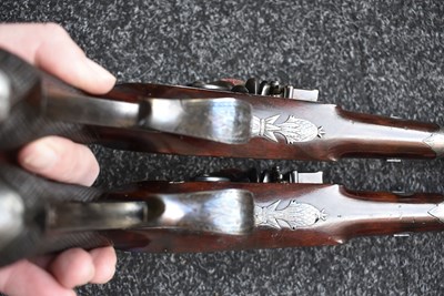 Lot 310 - A CASED PAIR OF 25-BORE IRISH FLINTLOCK DUELLING PISTOLS BY THOMAS FOWLER OF DUBLIN