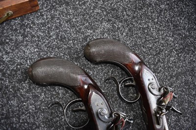 Lot 310 - A CASED PAIR OF 25-BORE IRISH FLINTLOCK DUELLING PISTOLS BY THOMAS FOWLER OF DUBLIN