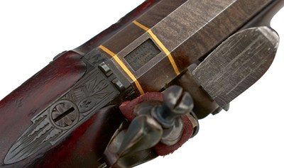 Lot 310 - A CASED PAIR OF 25-BORE IRISH FLINTLOCK DUELLING PISTOLS BY THOMAS FOWLER OF DUBLIN