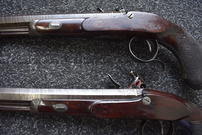 Lot 310 - A CASED PAIR OF 25-BORE IRISH FLINTLOCK DUELLING PISTOLS BY THOMAS FOWLER OF DUBLIN