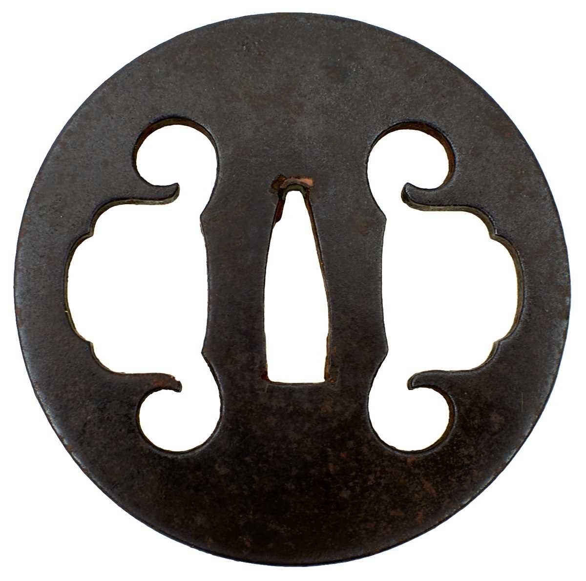 Lot 20 - A CIRCULAR IRON SUKASHI TSUBA