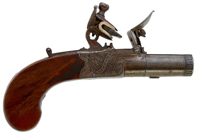 Lot 325 - A 40-BORE FLINTLOCK BOXLOCK POCKET PISTOL BY JACKSON OF NEWBURY