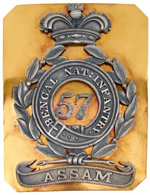 Lot 622 - OF INDIAN ARMY INTEREST: A 57TH (BENGAL NATIVE INFANTRY) REGIMENT OFFICER'S SHOULDER BELT PLATE