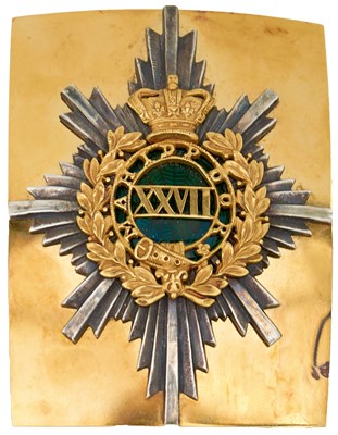 Lot 620 - OF INDIAN ARMY INTEREST: A 27TH (MADRAS INFANTRY) REGIMENT OFFICER'S SHOULDER BELT PLATE