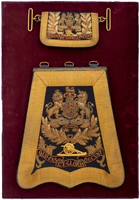 Lot 630 - A VICTORIAN ROYAL HORSE ARTILLERY OFFICER'S FULL DRESS SABRETACHE AND CARTRIDGE POUCH
