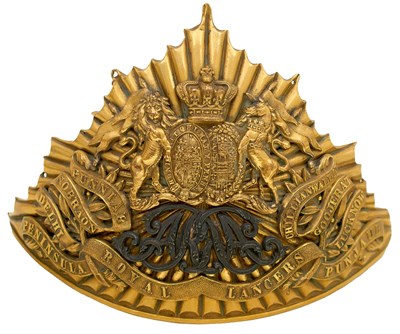 Lot 603 - A VICTORIAN OFFICER'S LANCE CAP PLATE OF THE 9TH ROYAL LANCERS