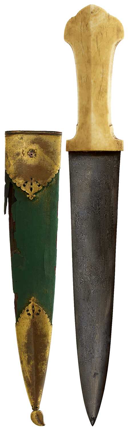 Lot 138 - A 19TH CENTURY TURKISH OR OTTOMAN KINDJAL OR DAGGER